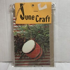Vintage June Craft Drum Christmas Ornament Kit Felt Needle Craft Cooper 1974
